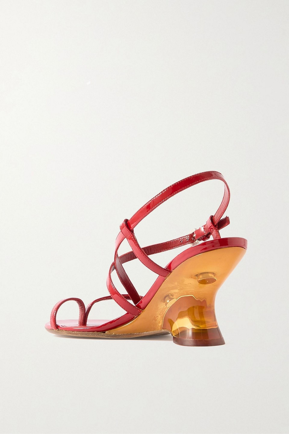  Dries Van Noten - Patent-leather Wedge Sandals - Red - Eu 35 
