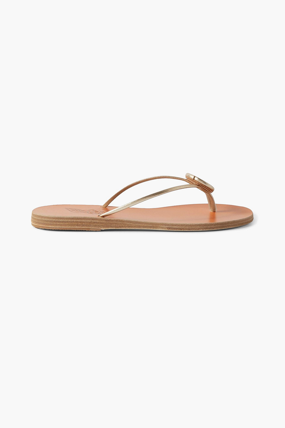 ancient greek sandals - strovilos metallic leather flip flops - metallic - eu 41