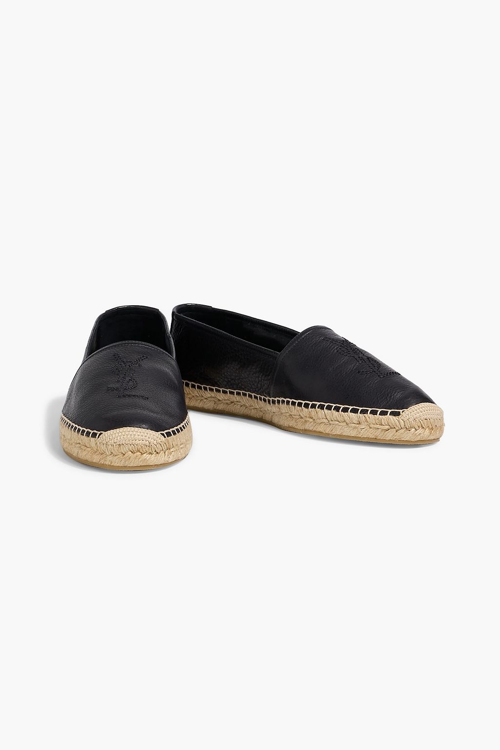 SAINT LAURENT Cassandre pebbled-leather espadrilles | THE OUTNET