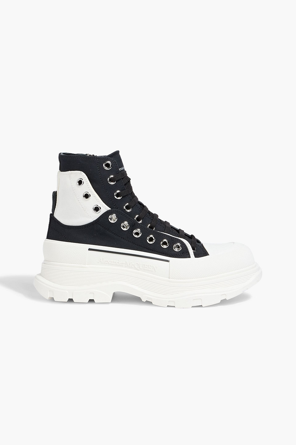 mcqueen - tread slick two-tone canvas boots - black - eu 41