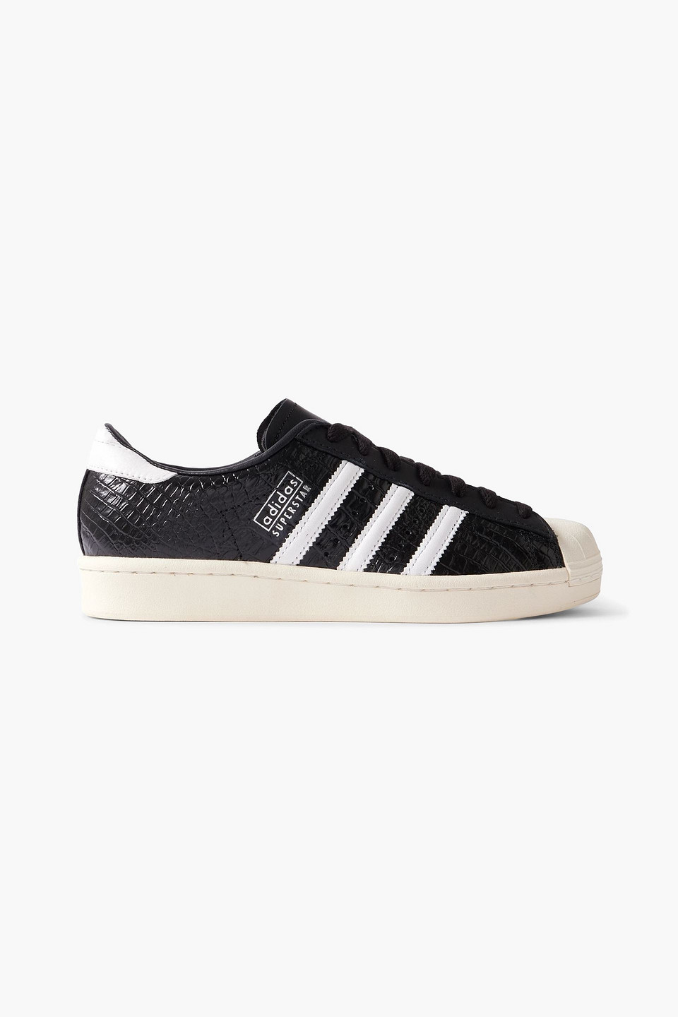 adidas - superstar vintage croc-effect leather sneakers - black - uk 3.5