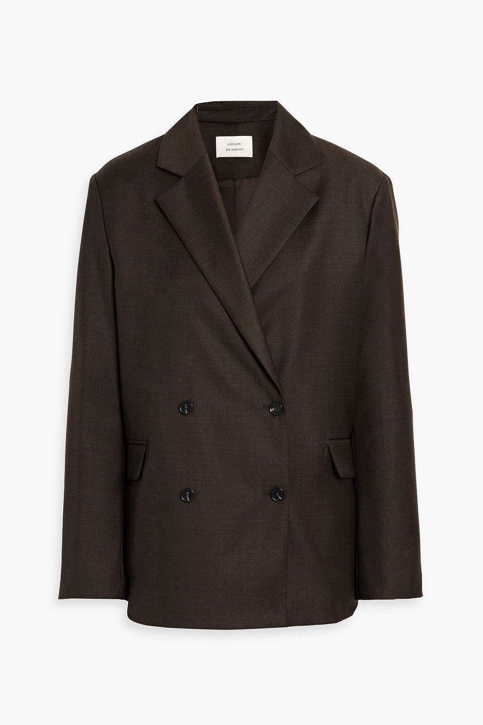 loulou de saison - donauld double-breasted wool blazer - brown - fr 36