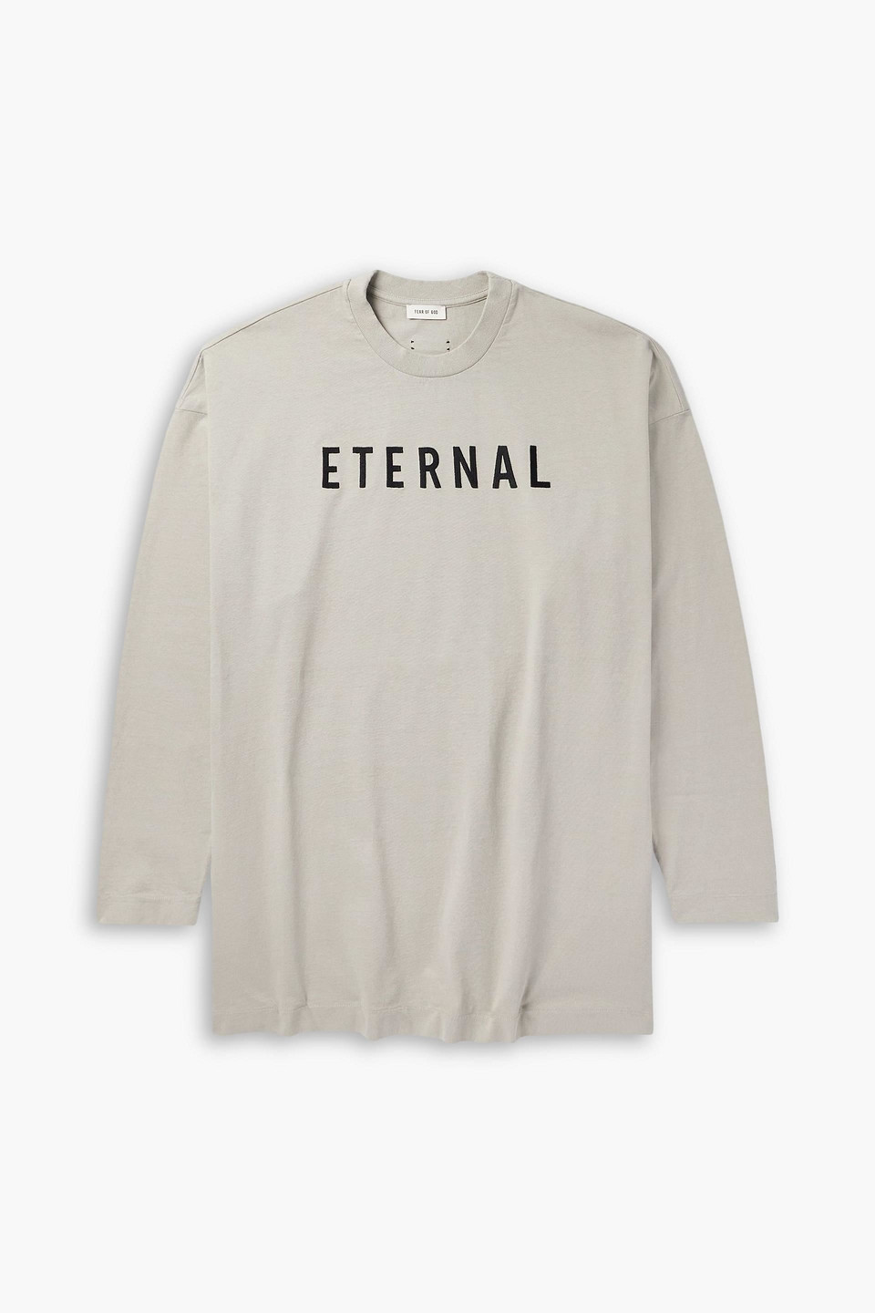 fear of god - eternal oversized logo-flocked cotton-jersey t-shirt - gray - xs