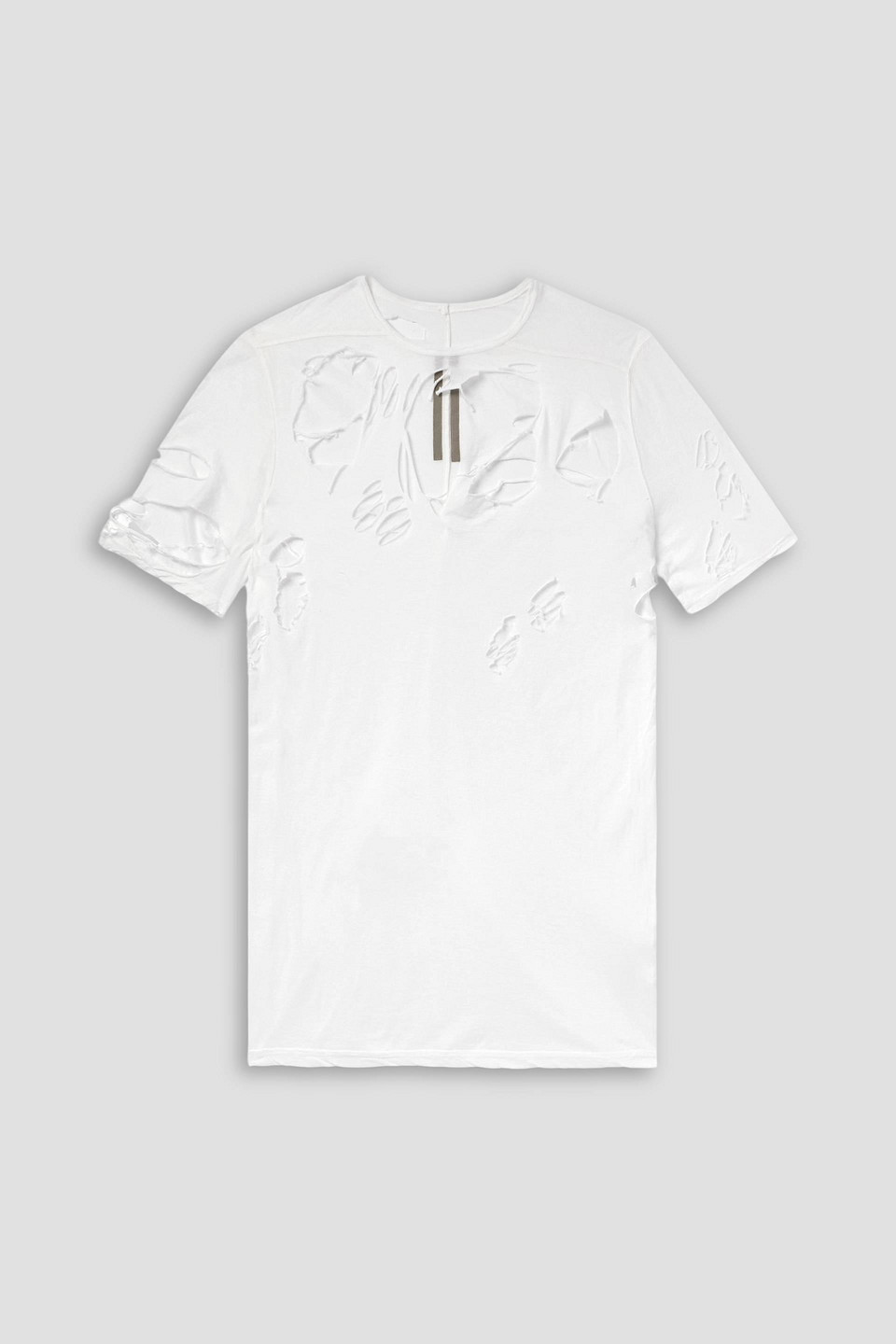 rick owens - distressed cotton-jersey t-shirt - white - m