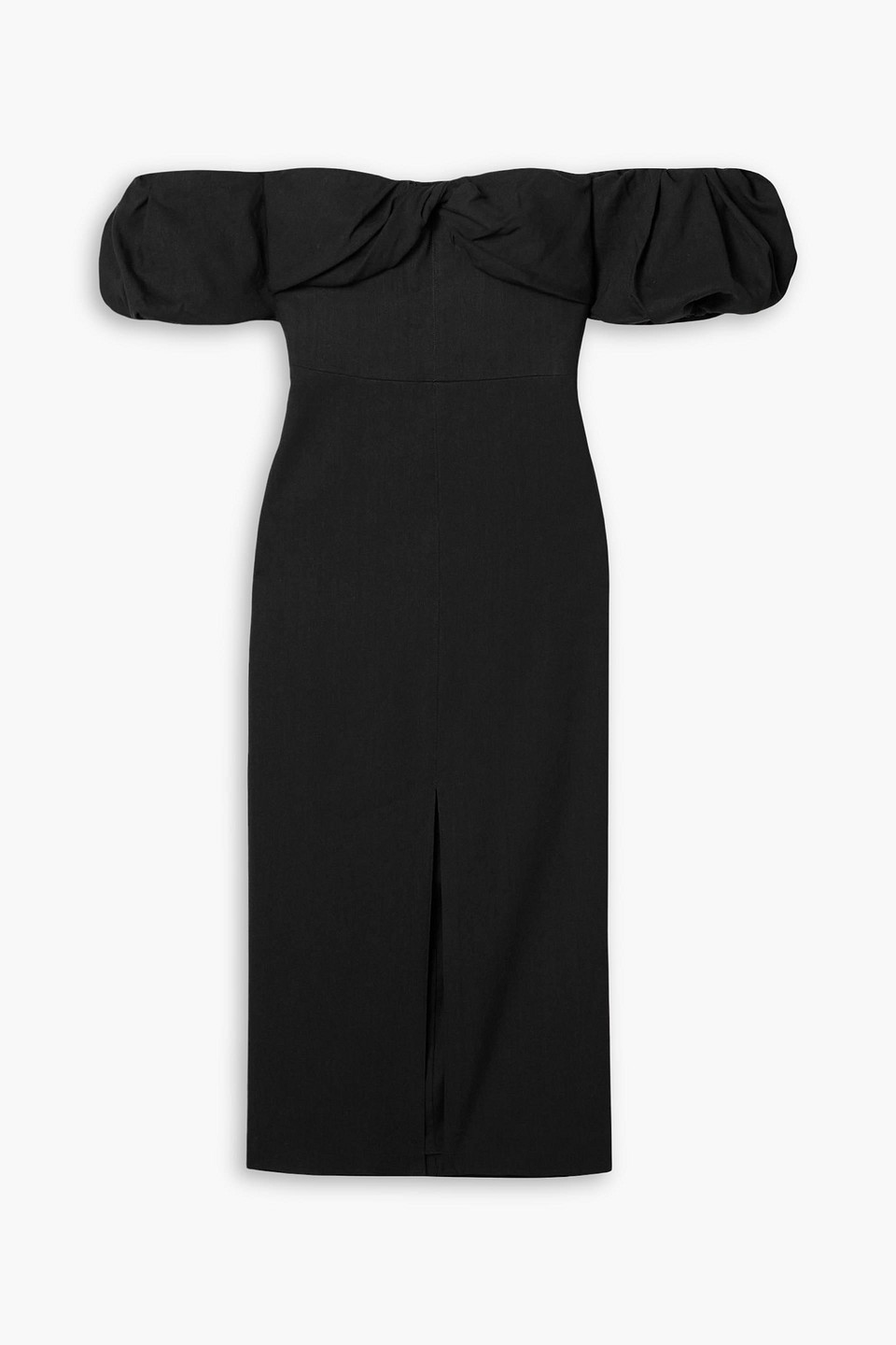isabel marant - darlena strapless gathered hemp-blend midi dress - black - fr 34