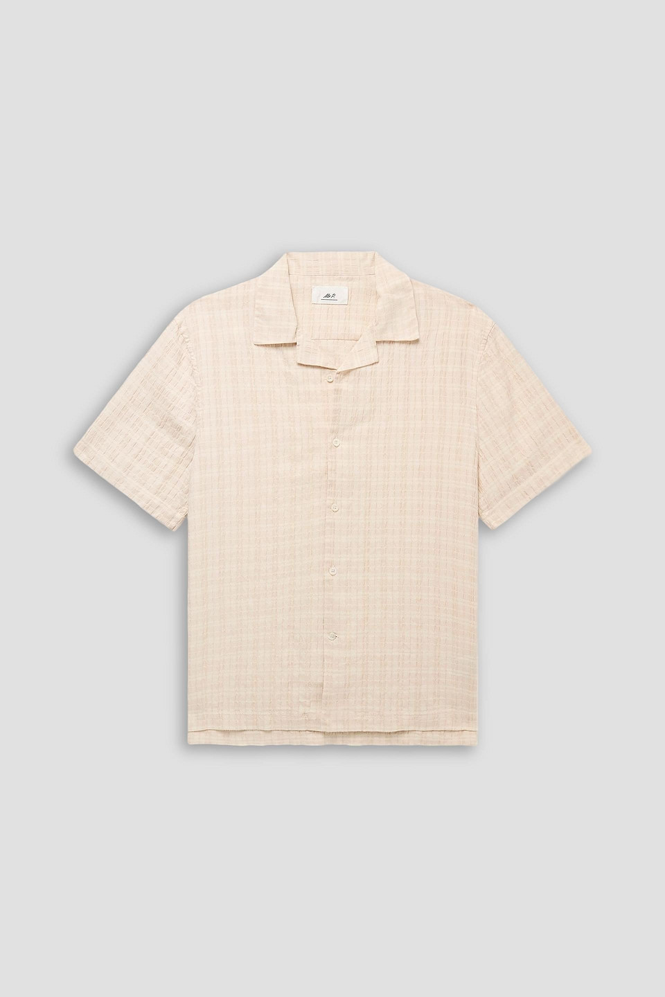 mr p. - camp-collar checked cotton-blend seersucker shirt - white - xxl