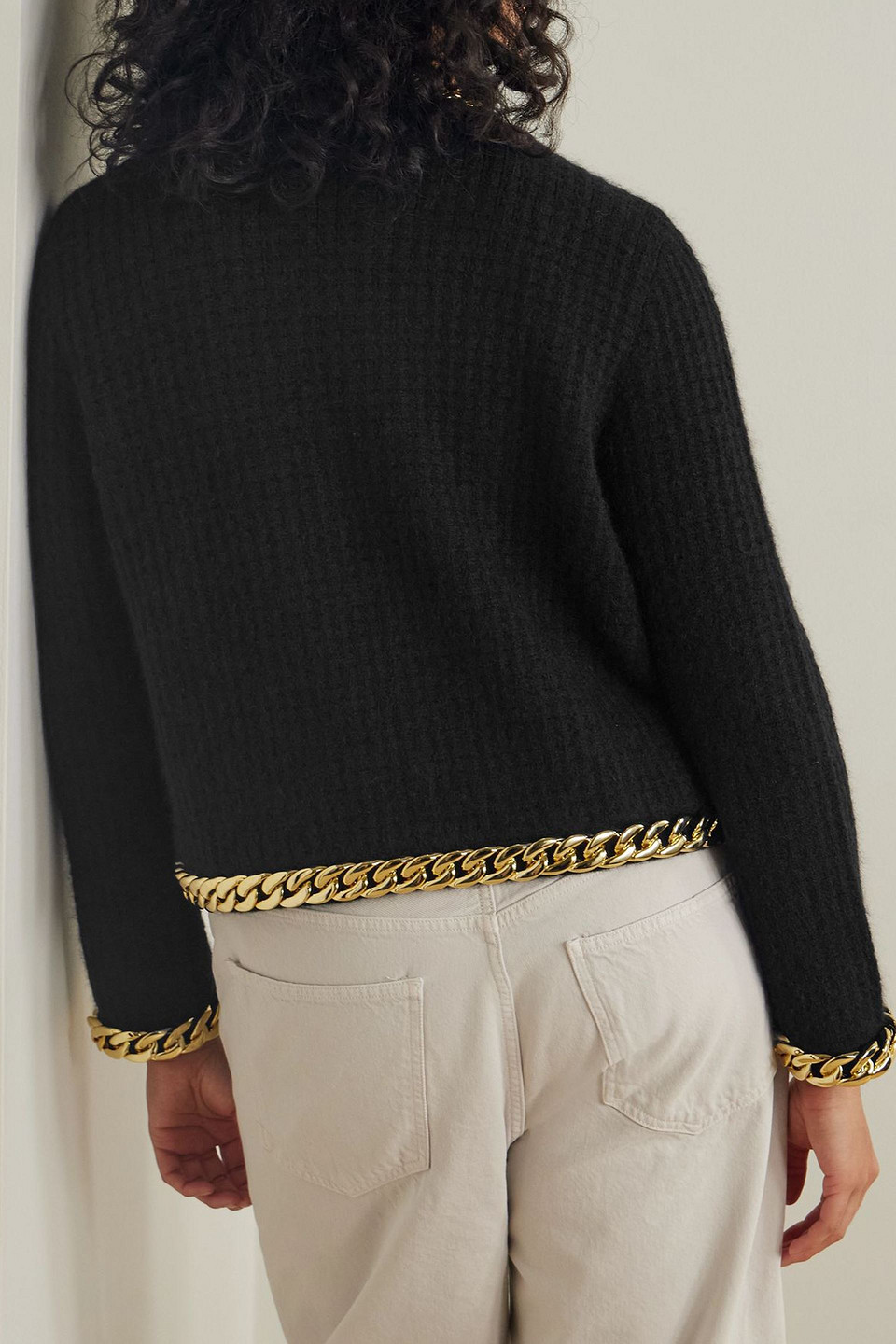  Tory Burch - Kendra Cardigan Aus Waffelstrick Mit Ketten - Schwarz - Xs 