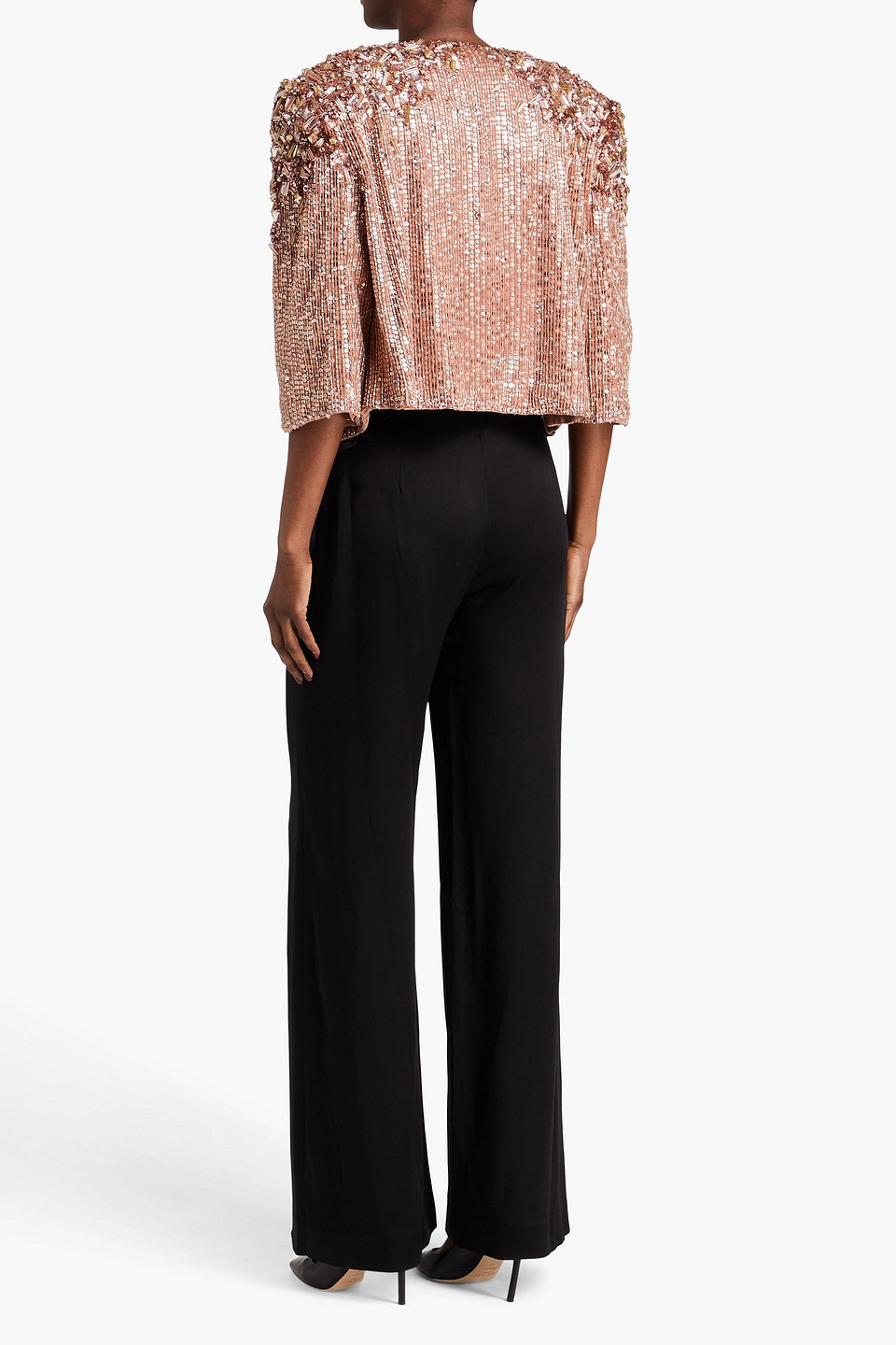  Jenny Packham - Satin Flared Pants - Black - Uk 8 