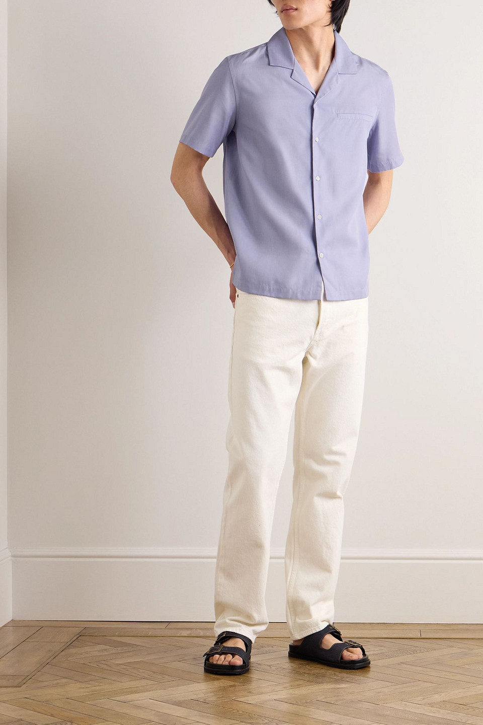  Mr P. - Hemd Aus Lyocell-twill Mit Reverskragen - Lila - L 