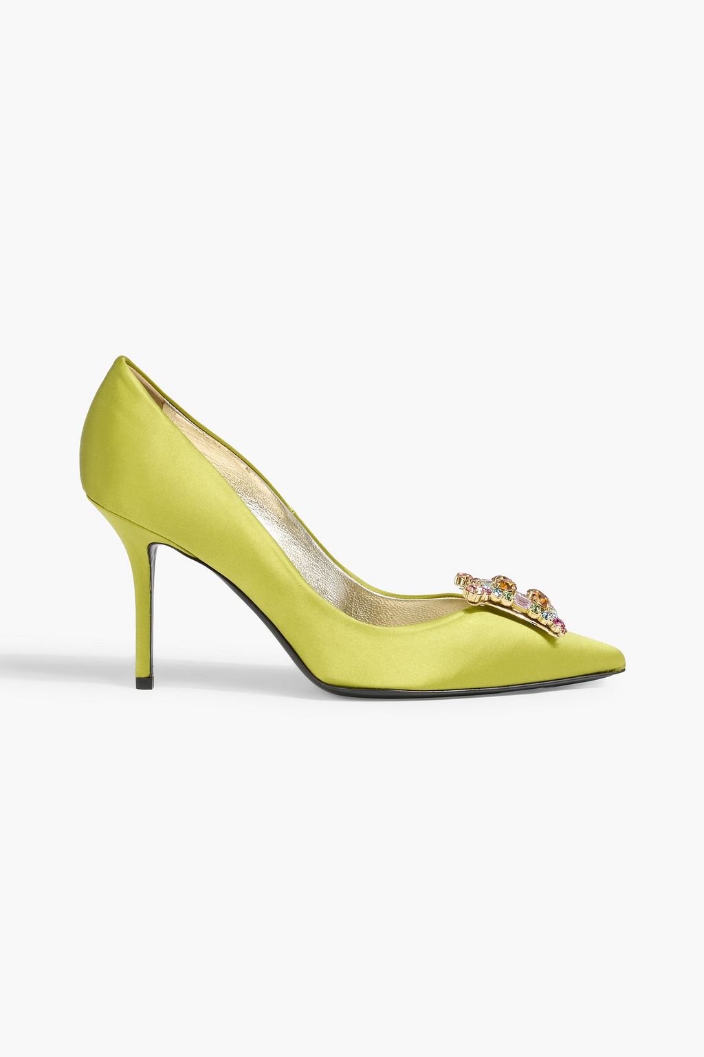 ROGER VIVIER Flower Strass embellished satin pumps | THE OUTNET ROGER VIVIER Flower Strass embellished satin pumps | THE OUTNET