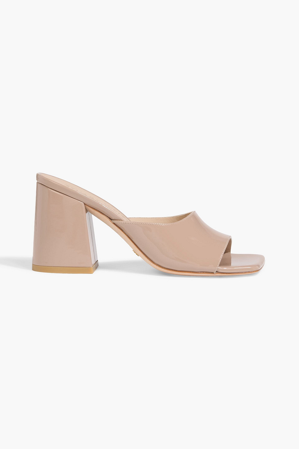 Stuart Weitzman Tia 85 Patent-leather Mules In Neutral
