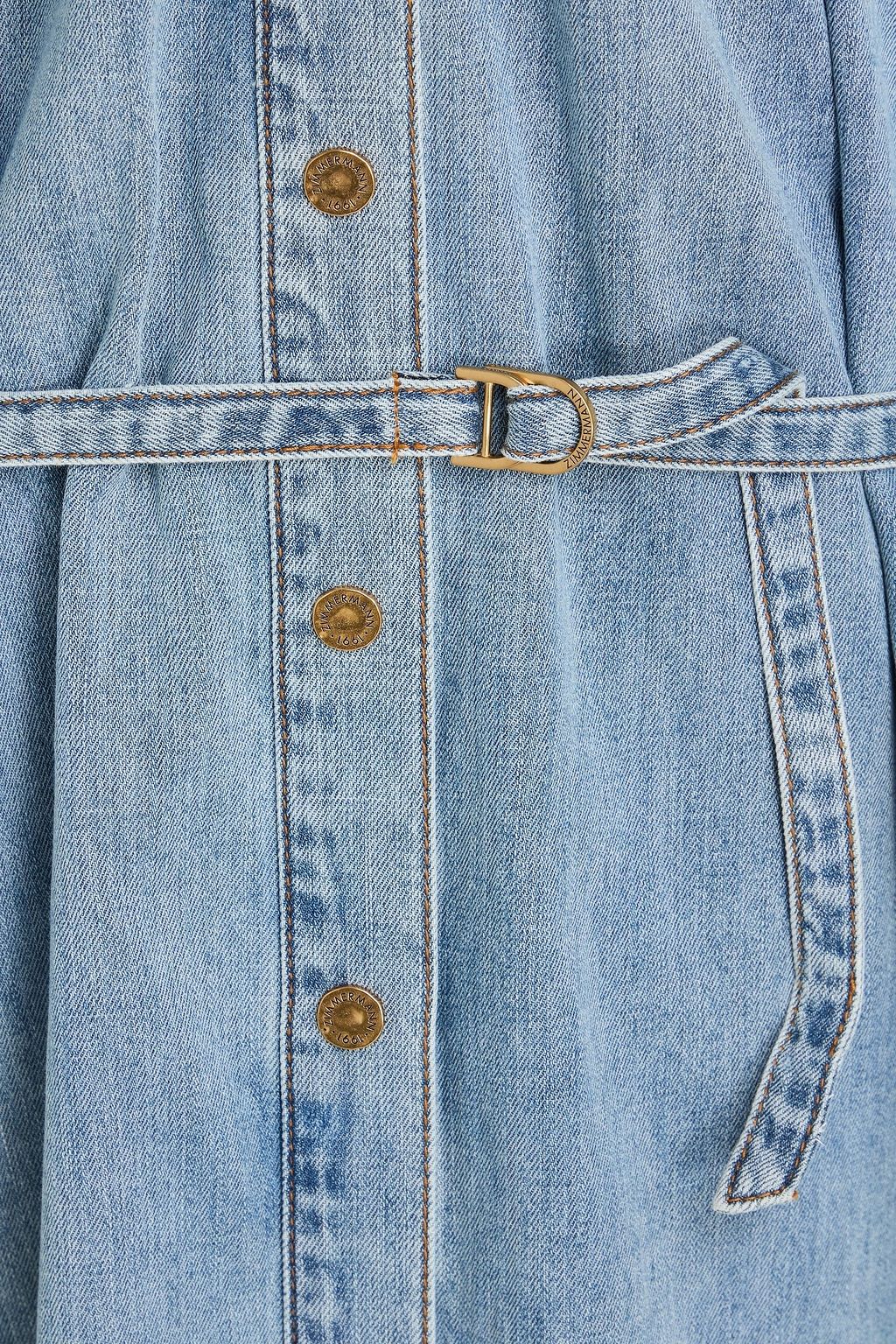 off the shoulder denim shirt dress ZIMMERMANN Off-the-shoulder denim midi shirt dress