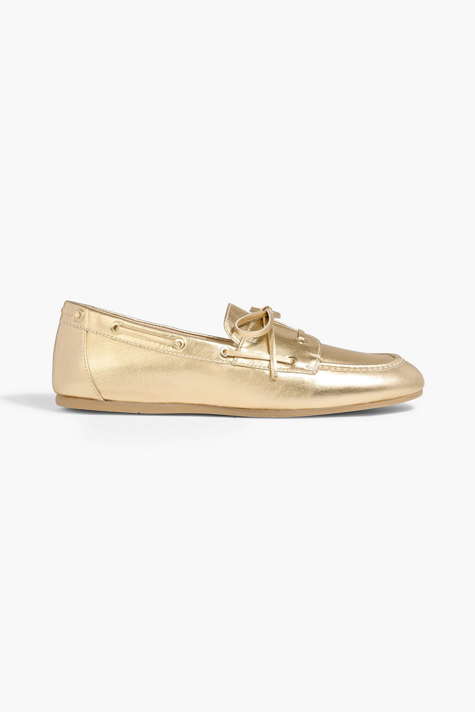 stuart weitzman - tinsley metallic leather boat shoes - metallic - us 7