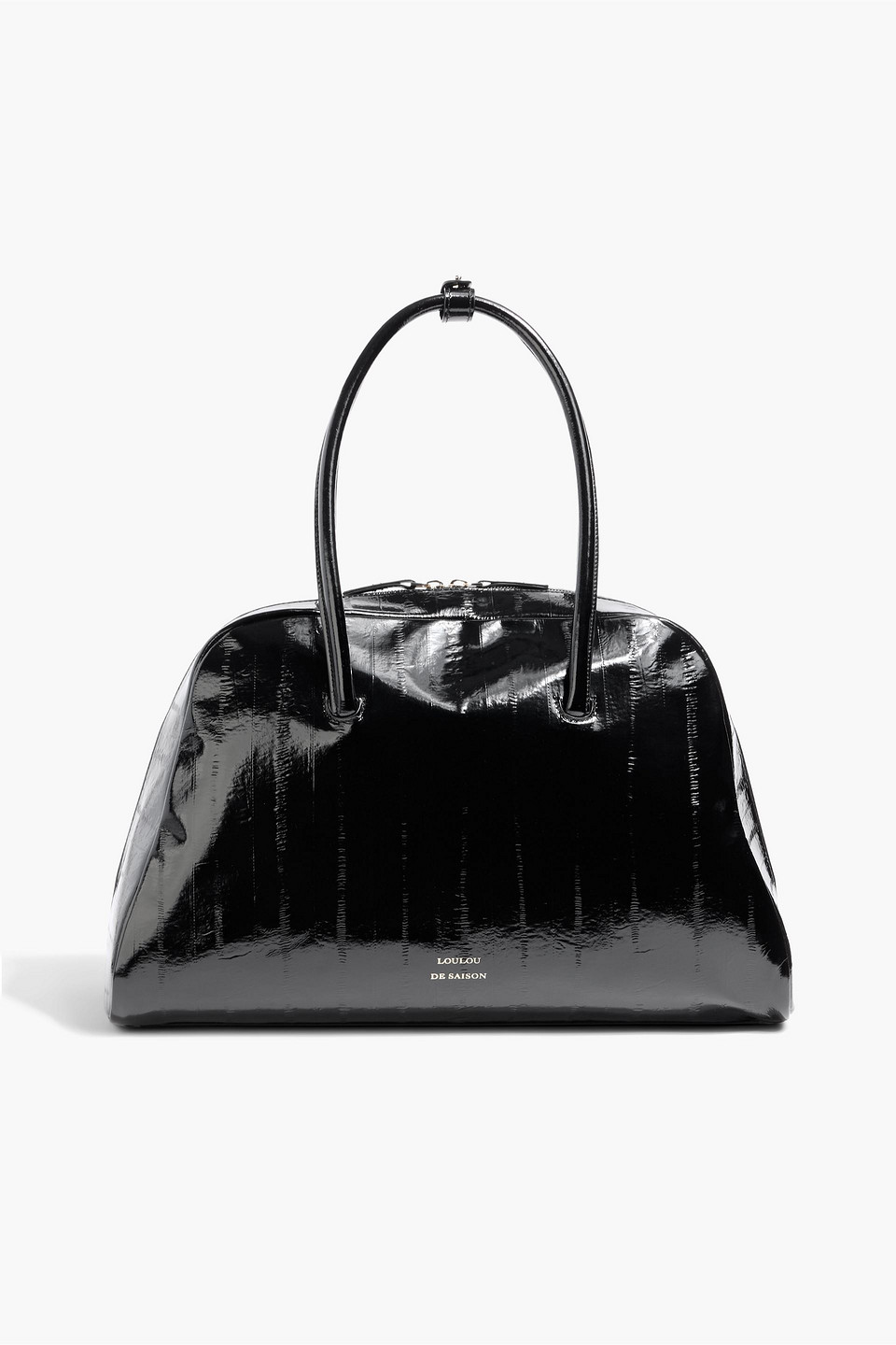 loulou de saison - jester eel-effect patent-leather tote - black - onesize