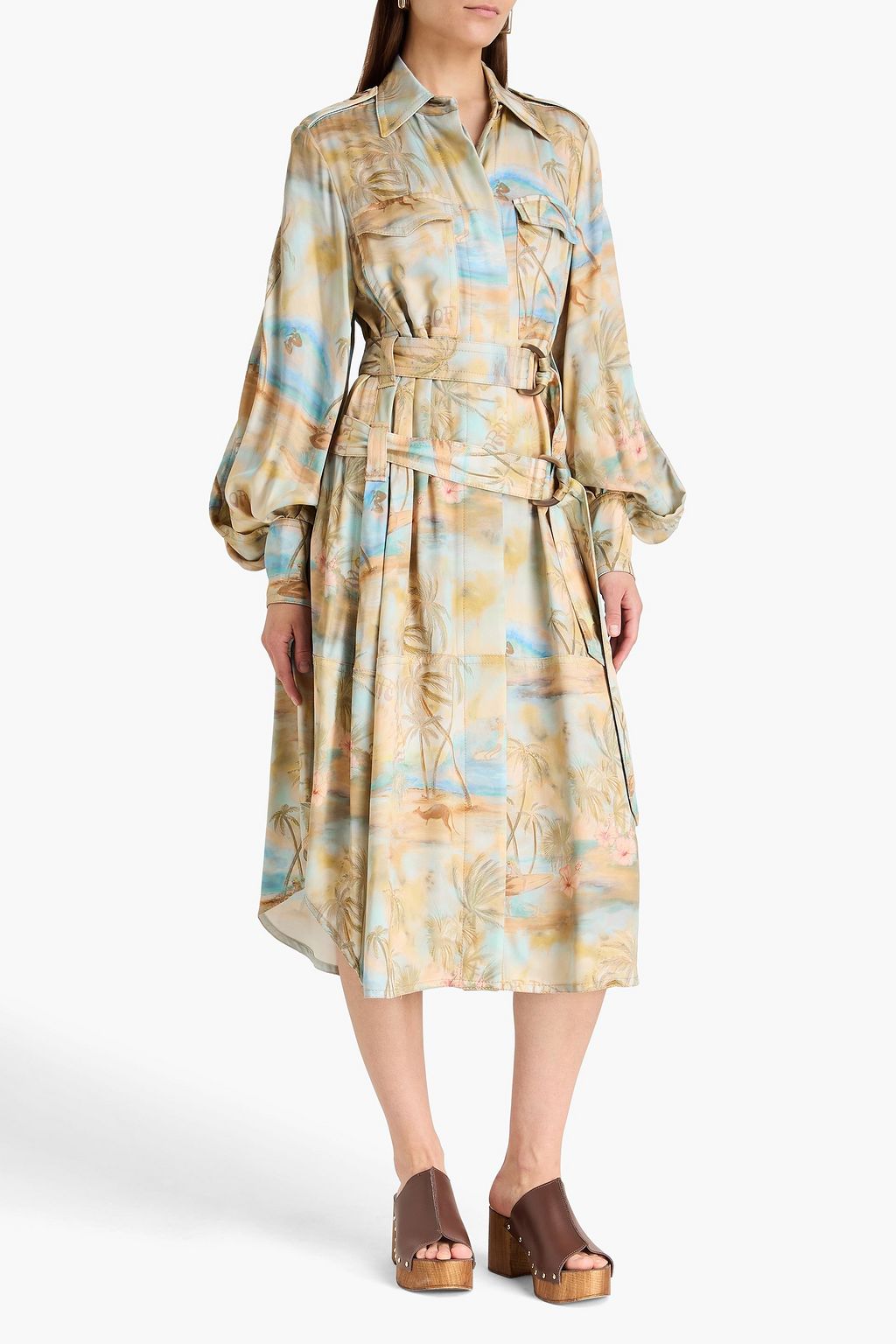 zimmermann shirt midi dress Lucky belted broderie anglaise linen midi shirt dress - white