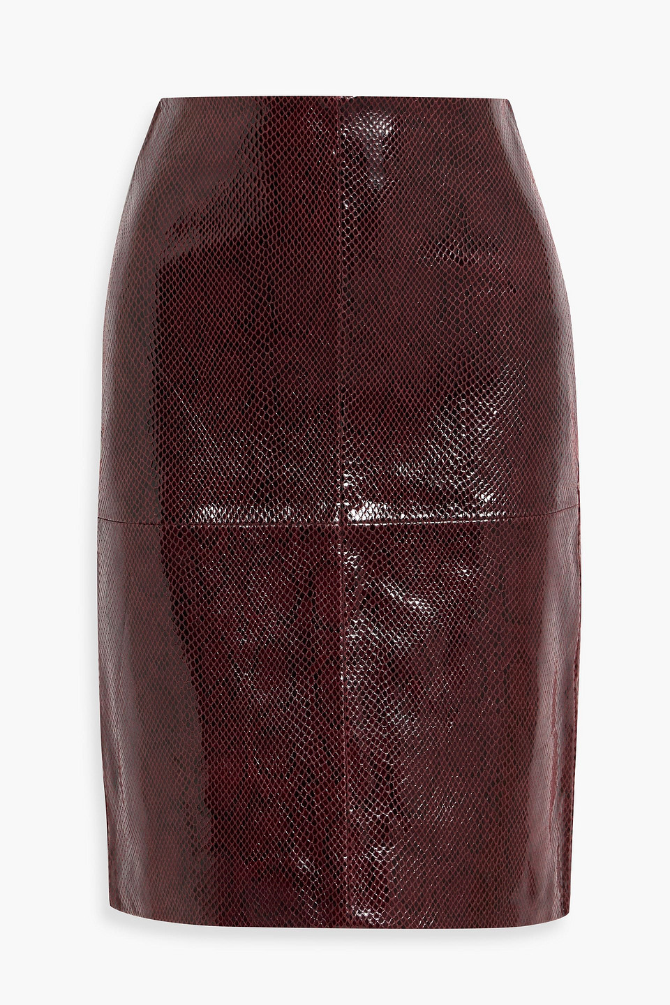 róhe - snake-effect leather skirt - burgundy - de 32
