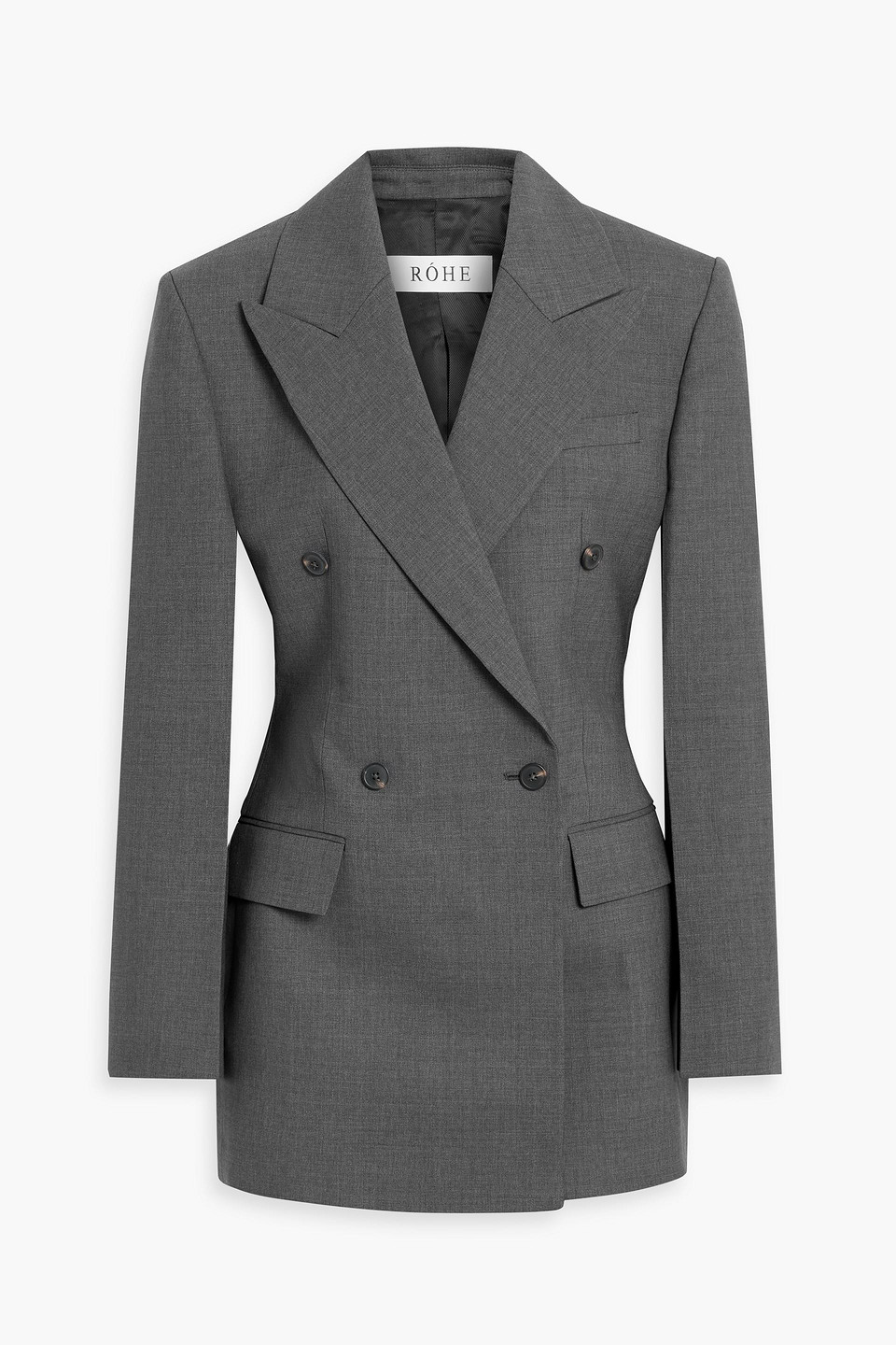 Rohe Double-breasted Wool-blend Blazer In Gray