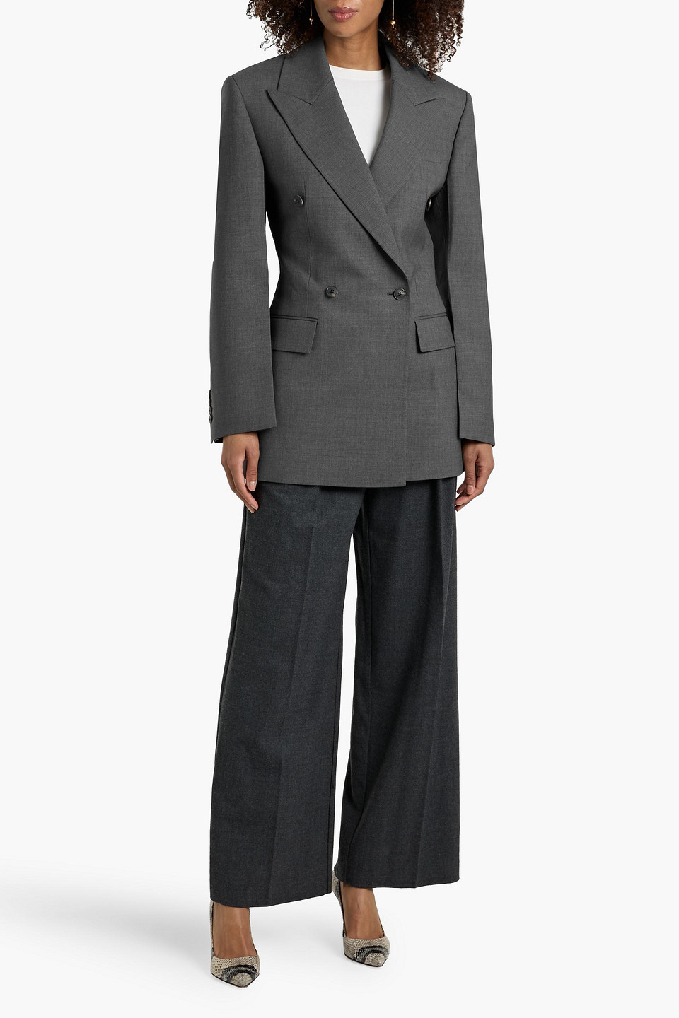 Rohe Double-breasted Wool-blend Blazer In Gray
