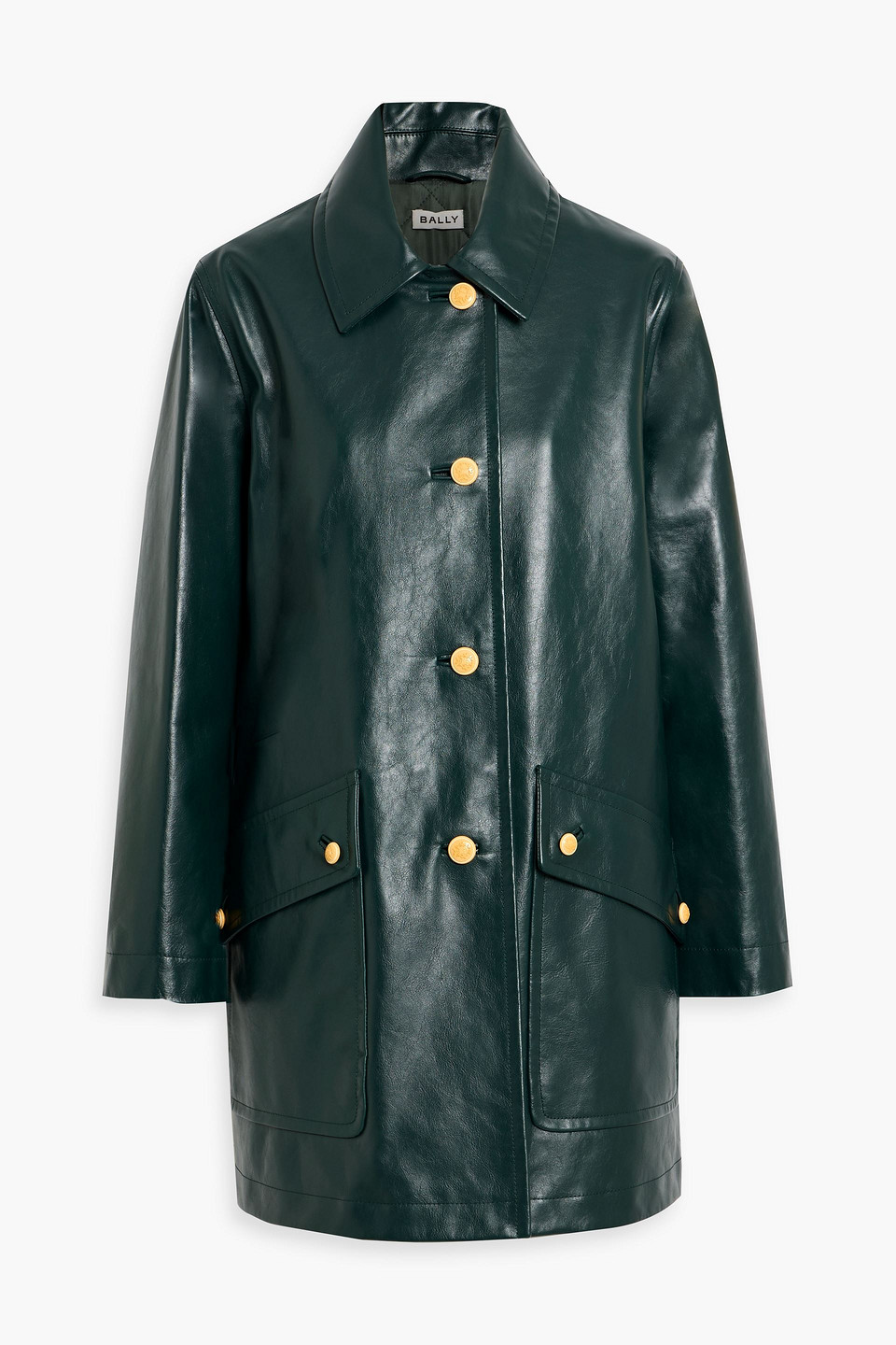 Bally Leather Coat In Green