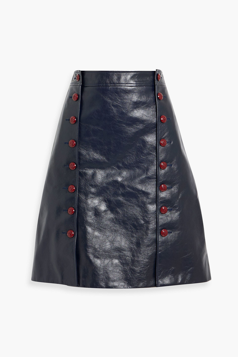 bally - button-detailed leather skirt - blue - it 42