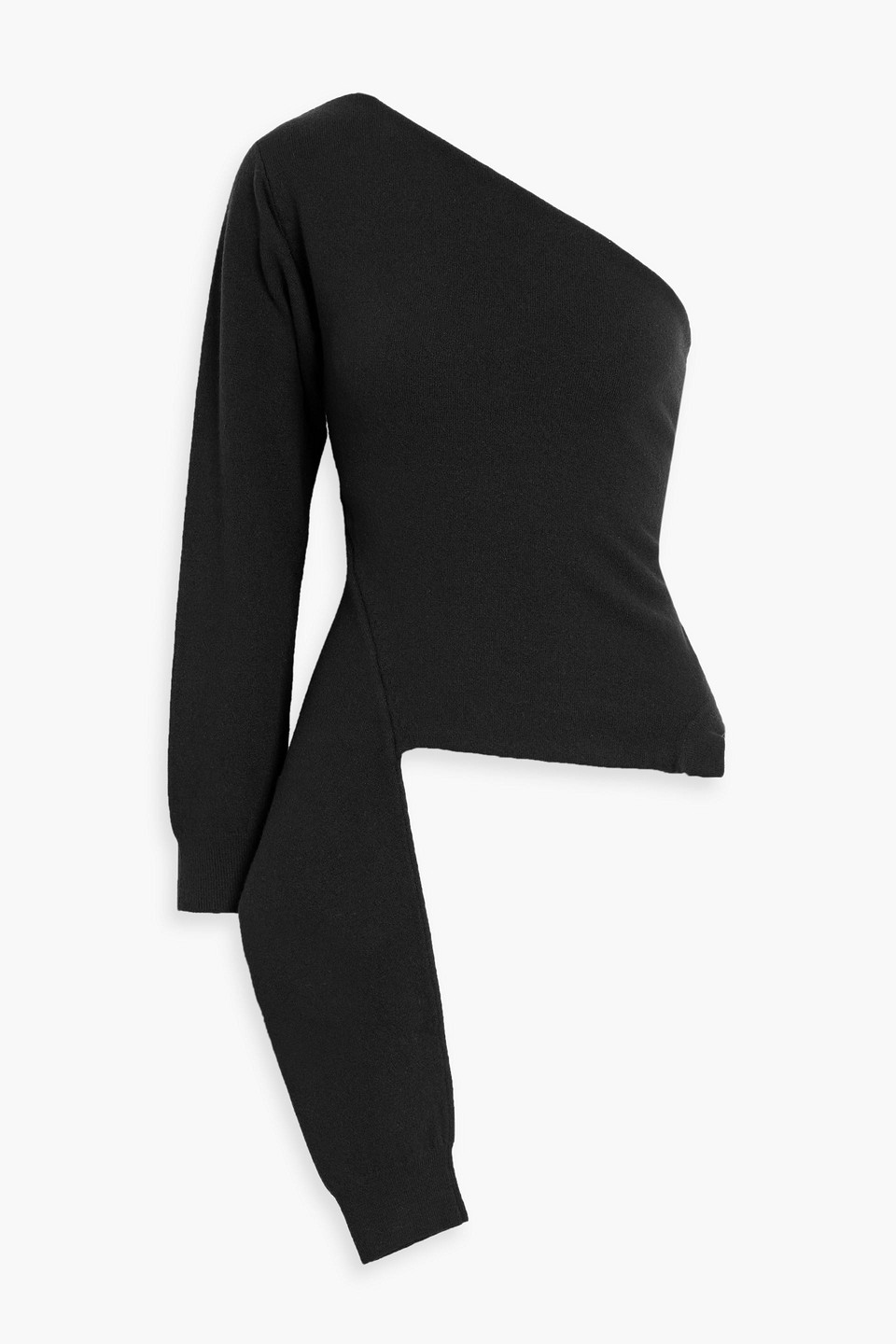 Rohe One-sleeve Asymmetric Wool-blend Top In Black
