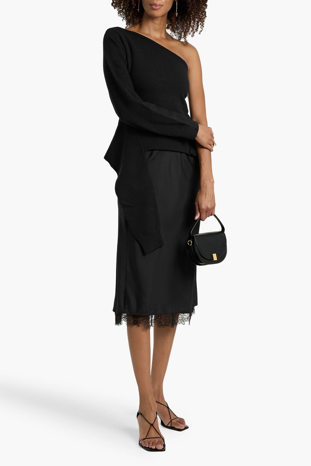 asymmetric hem ruched midi dress Off-shoulder top– Róhe main image 1