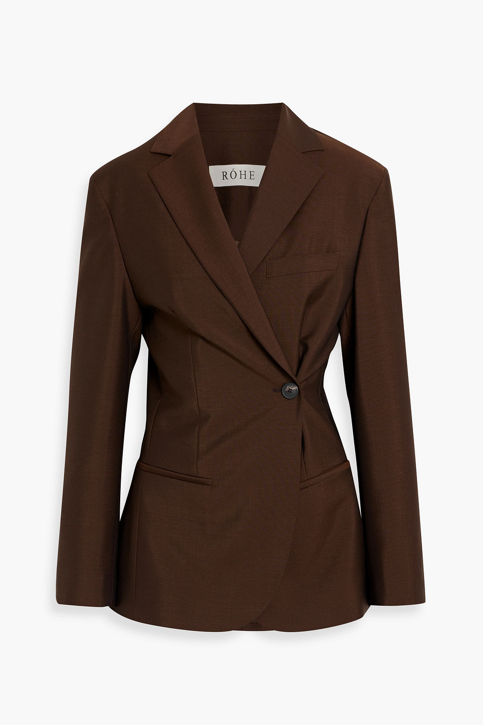 róhe - double-breasted wool and mohair-blend blazer - brown - de 32