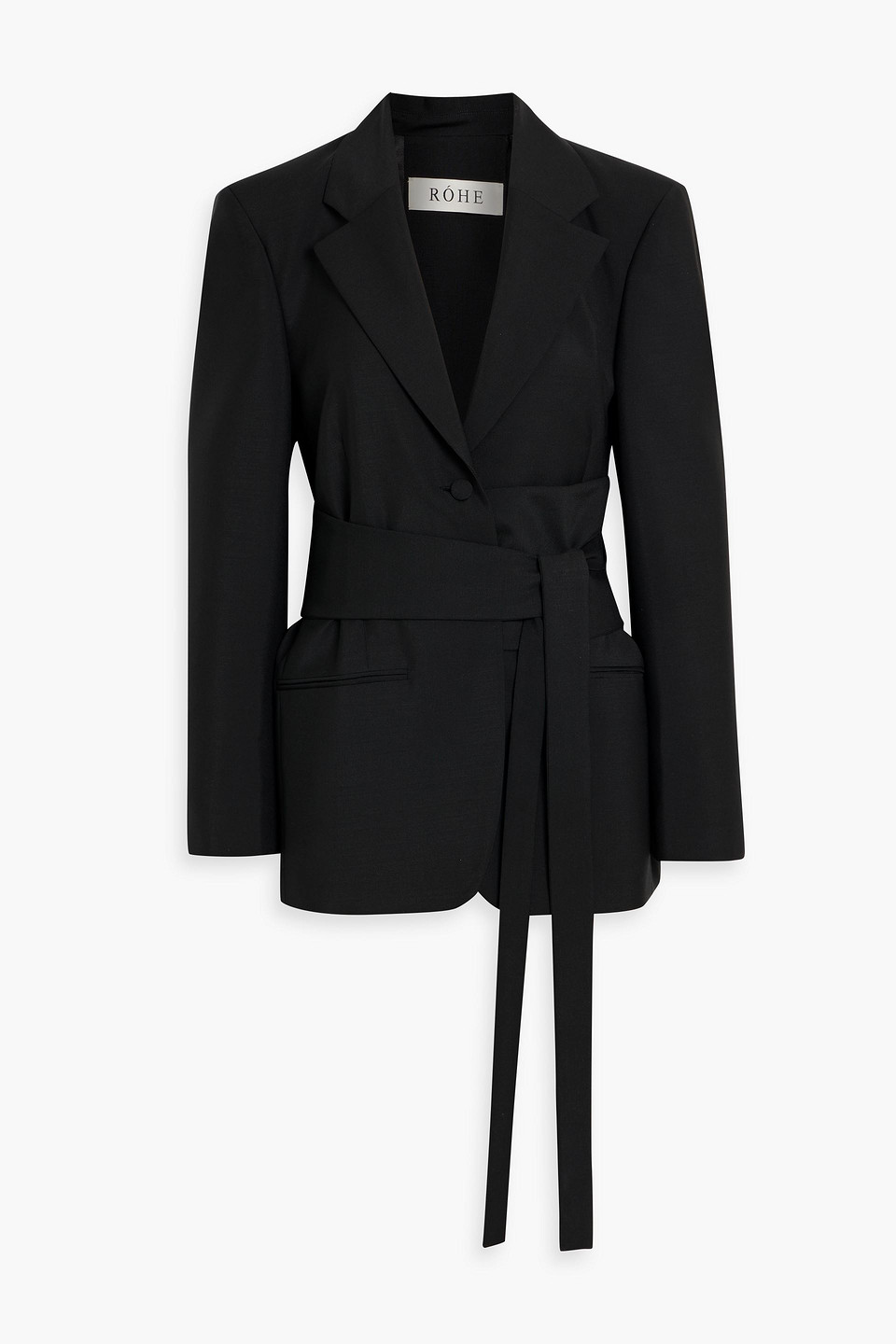 róhe - belted wool and mohair-blend blazer - black - de 34