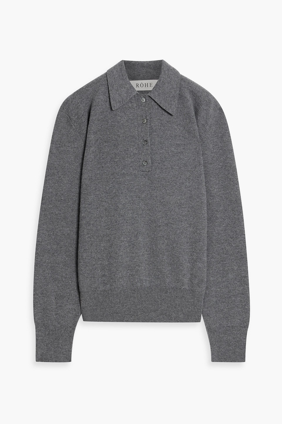 róhe - wool and cashmere-blend polo sweater - gray - de 38