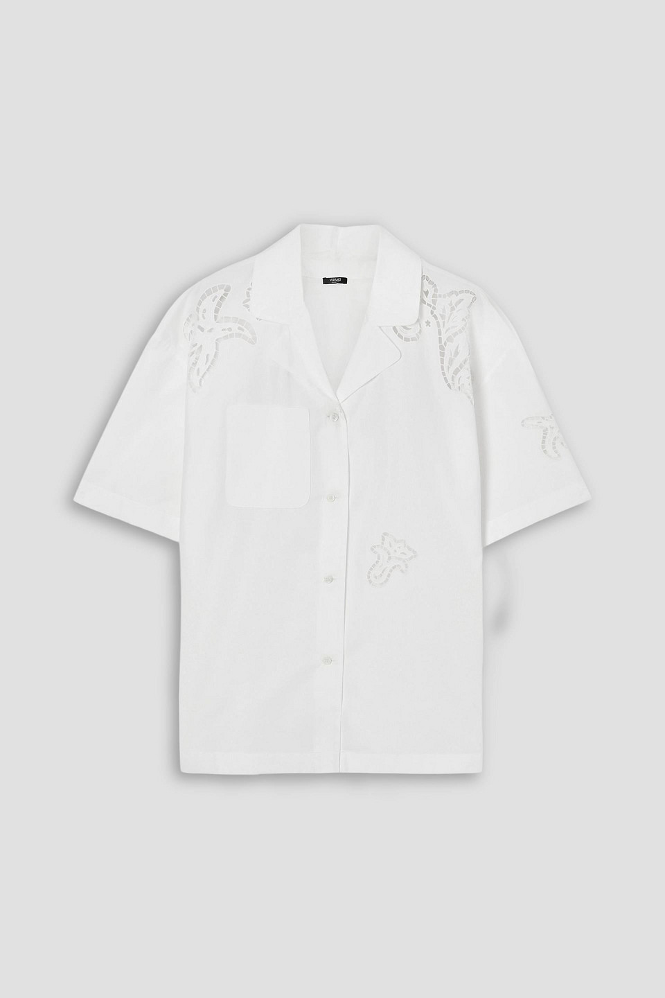 versace - broderie anglaise cotton-poplin shirt - white - it 48