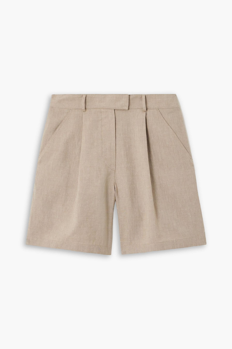 Brunello Cucinelli Pleated Linen And Wool-blend Shorts In Neutral