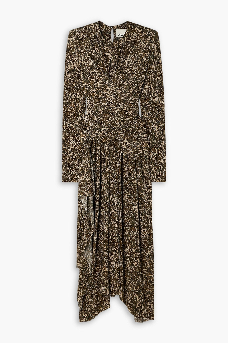 isabel marant - zeidi wrap-effect draped leopard-print stretch-jersey midi dress - brown - fr 42