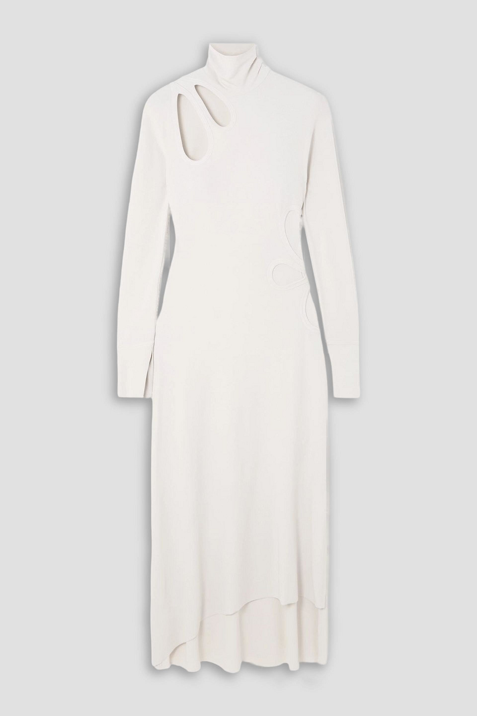 victoria beckham - cutout asymmetric stretch-jersey turtleneck midi dress - white - uk 10