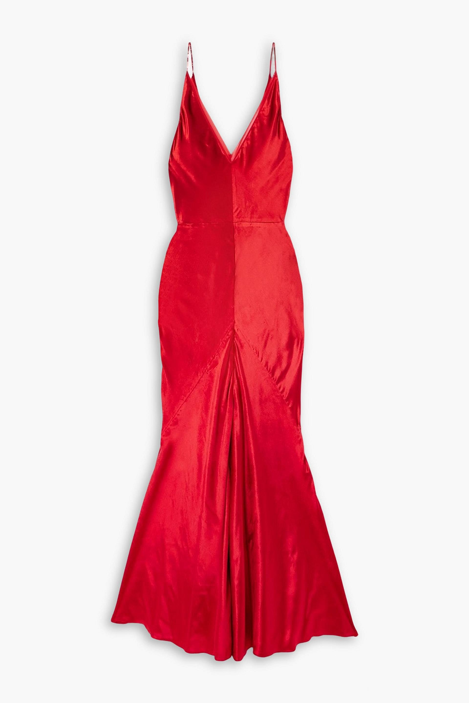 gabriela hearst - brigita paneled silk-velvet maxi dress - red - it 38