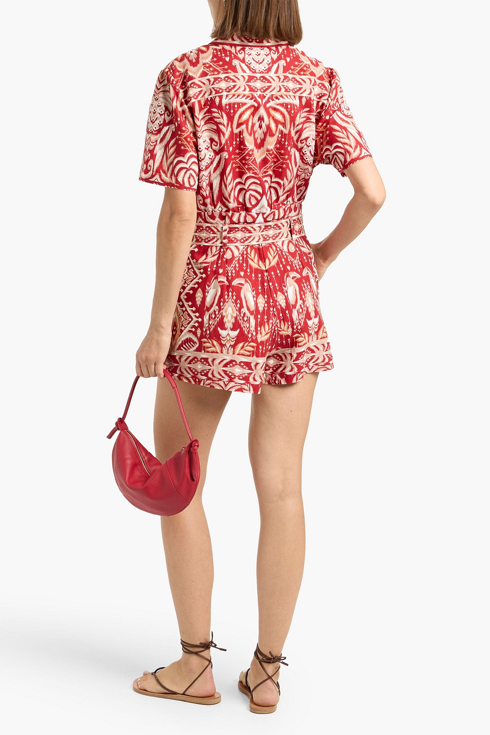 Farm Rio Printed Linen-blend Playsuit In Multi