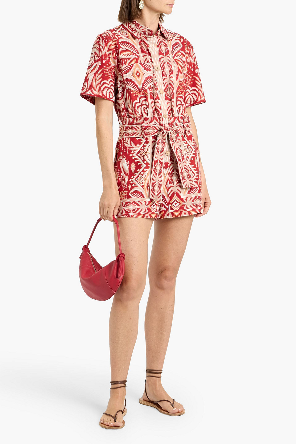 Farm Rio Printed Linen-blend Playsuit In Multi