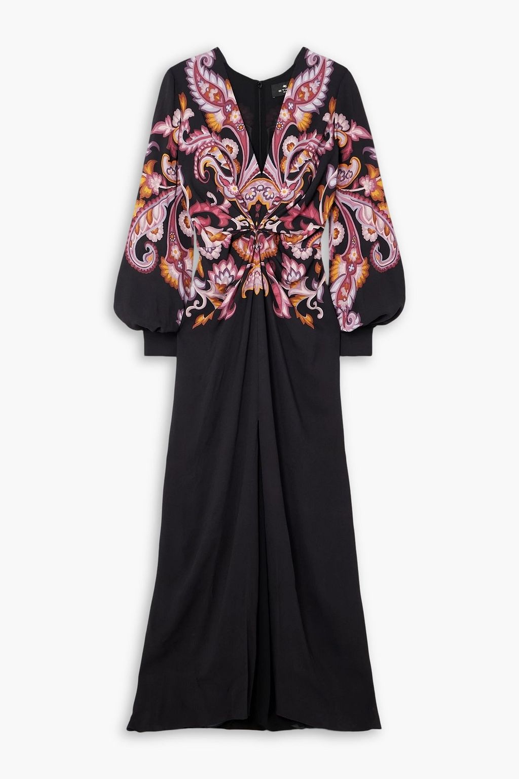 etro embroidered dress Blue Paisley-print habotai silk tunic short dress – Daniello.com main image 0