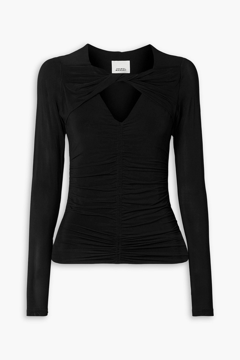 isabel marant - vandalia cutout ruched stretch-jersey top - black - fr 42