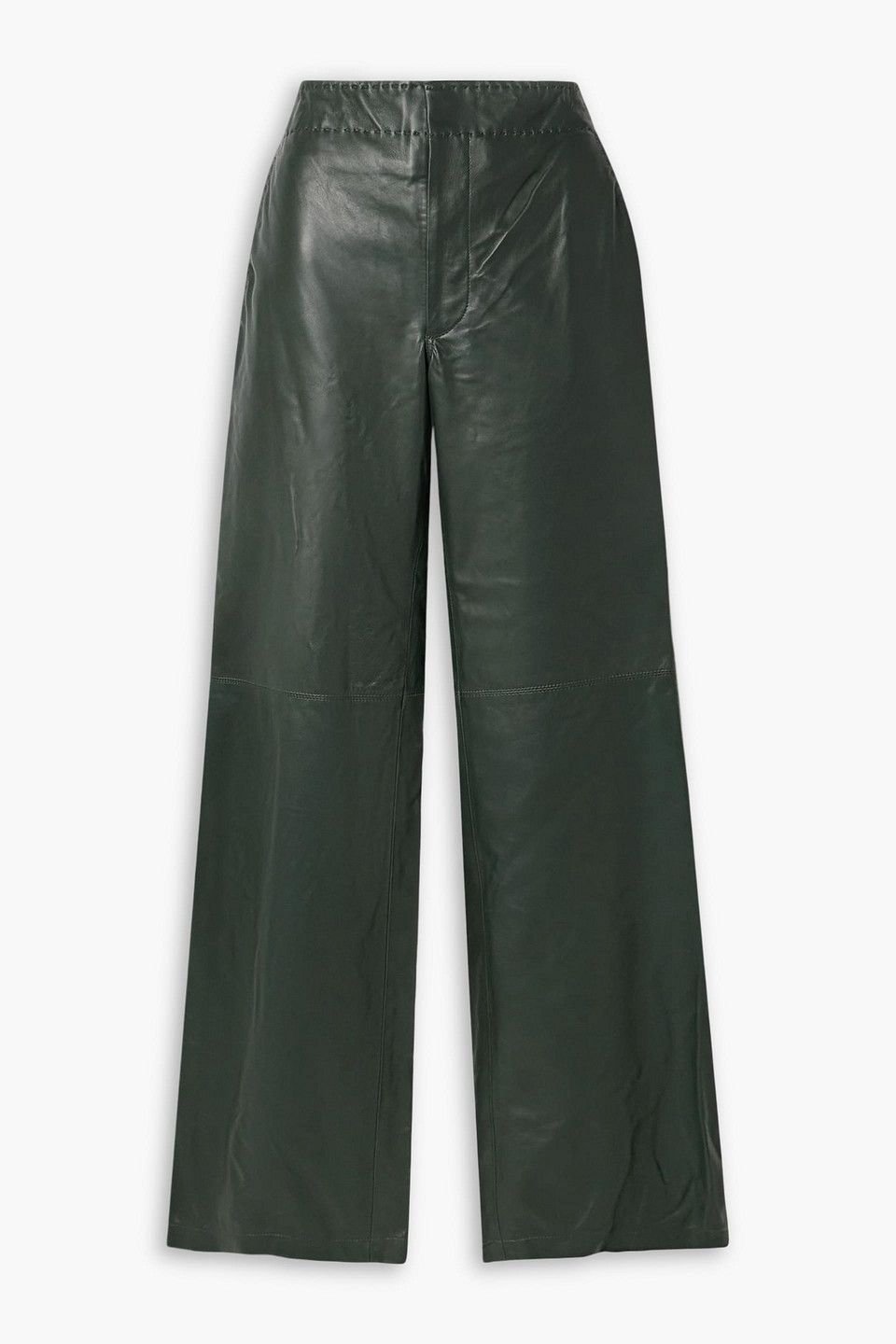 Ulla Johnson Lotti Paneled Leather Wide-leg Pants In Green