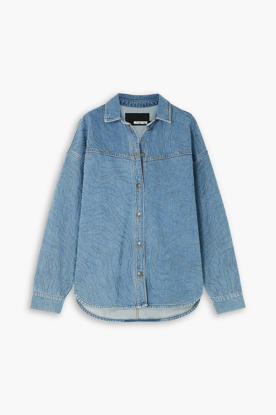 rotate birger christensen - oversized embellished denim shirt - blue - de 36
