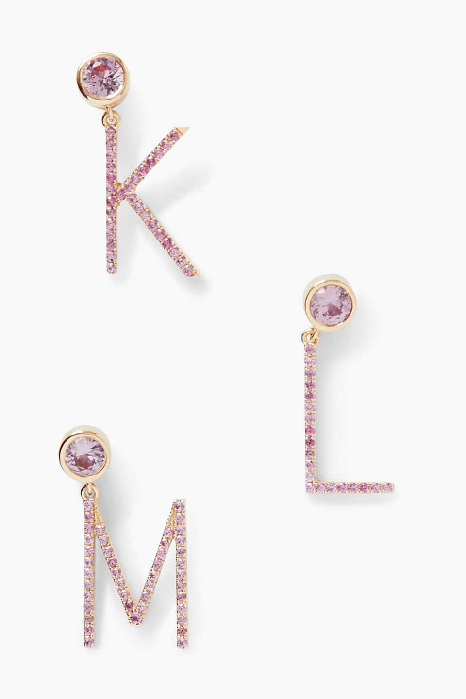 Charms Company Initial 14-karat Gold Sapphire Single Earring In Pink