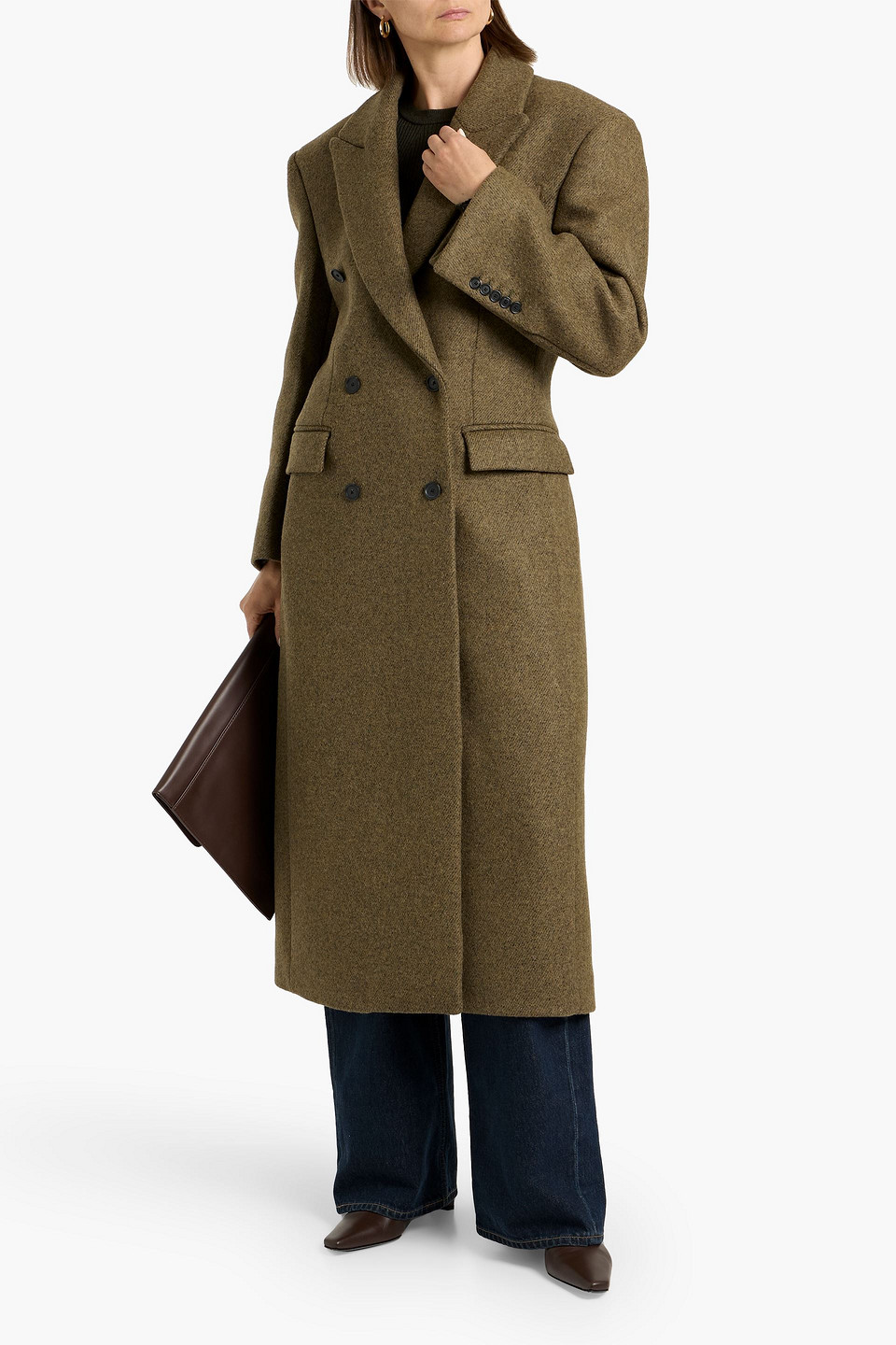 Rohe Double-breasted Wool-blend Felt Coat In Brown