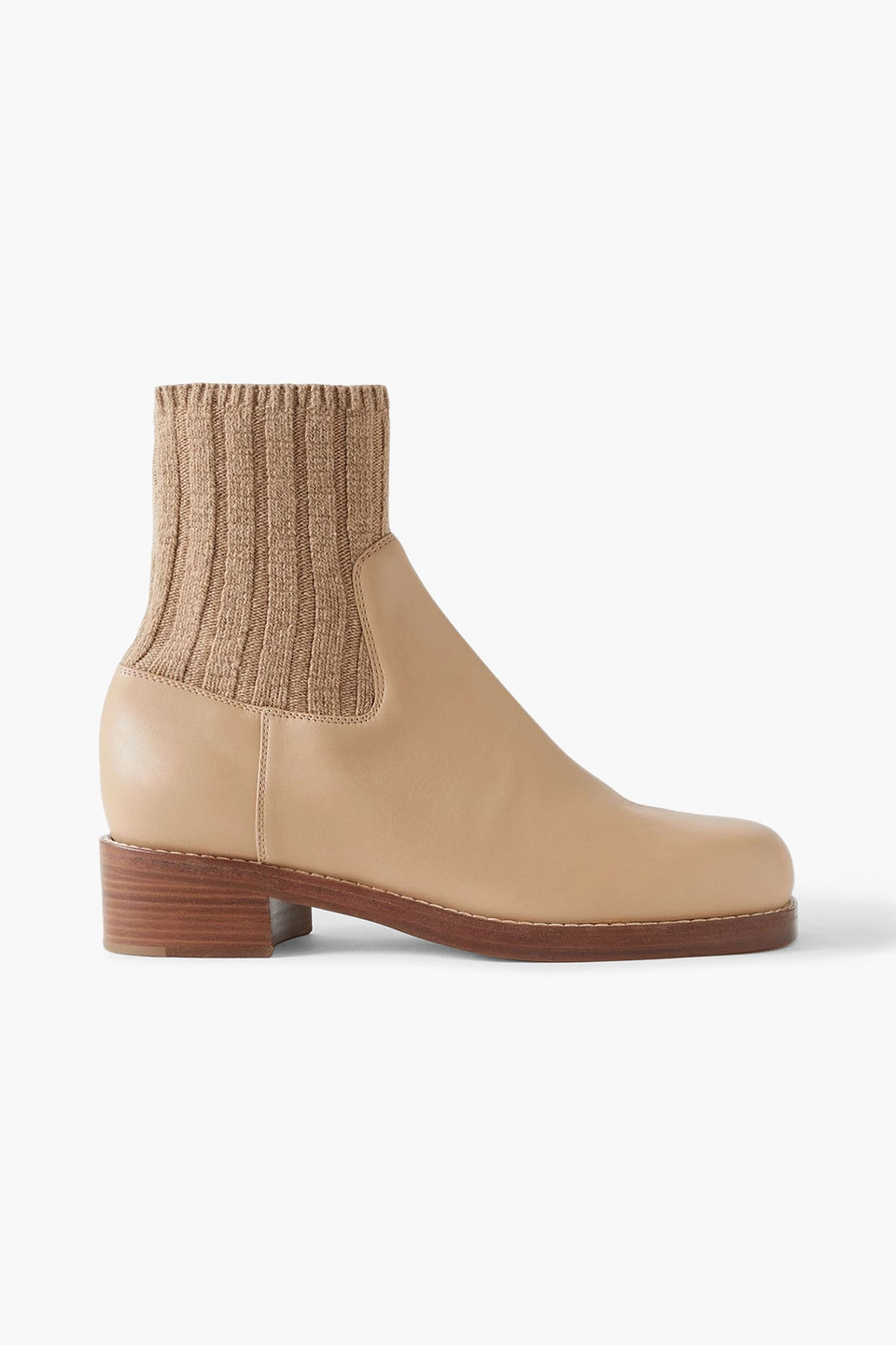 gabriela hearst - hobbes ribbed cashmere-trimmed leather chelsea boots - neutral - eu 36