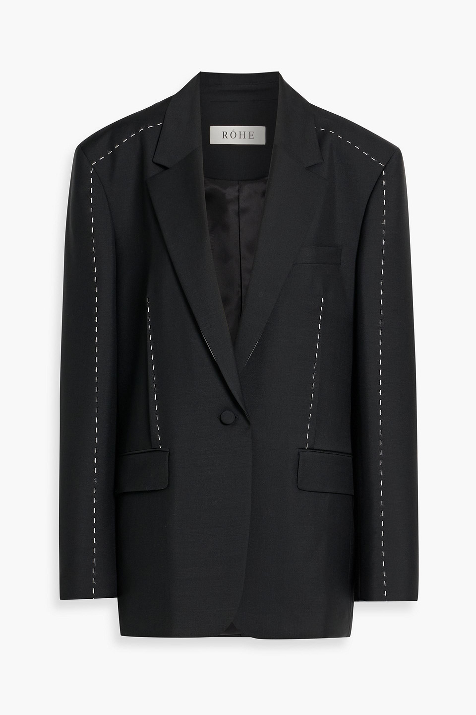 róhe - oversized topstitched wool and mohair-blend blazer - black - de 38