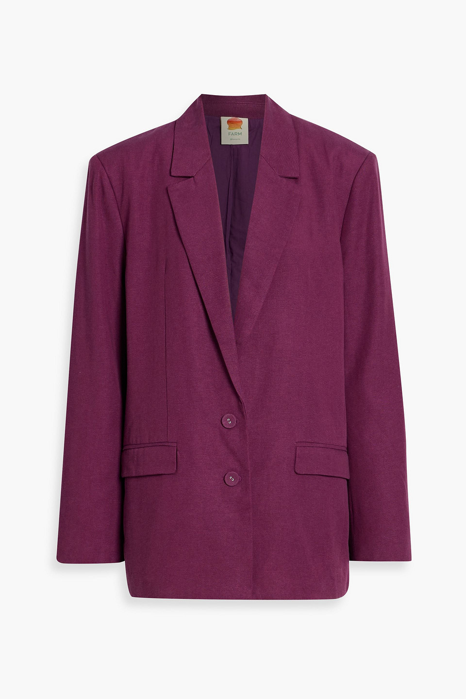 farm rio - lyocell and cotton-blend blazer - purple - xs