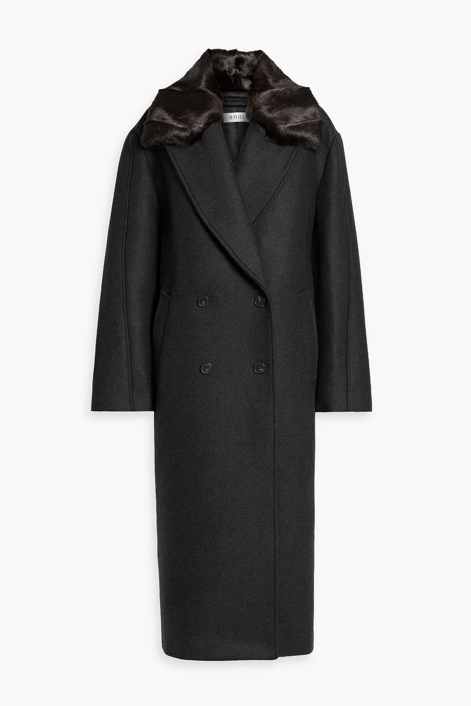 róhe - double-breasted wool-blend felt coat - gray - de 38