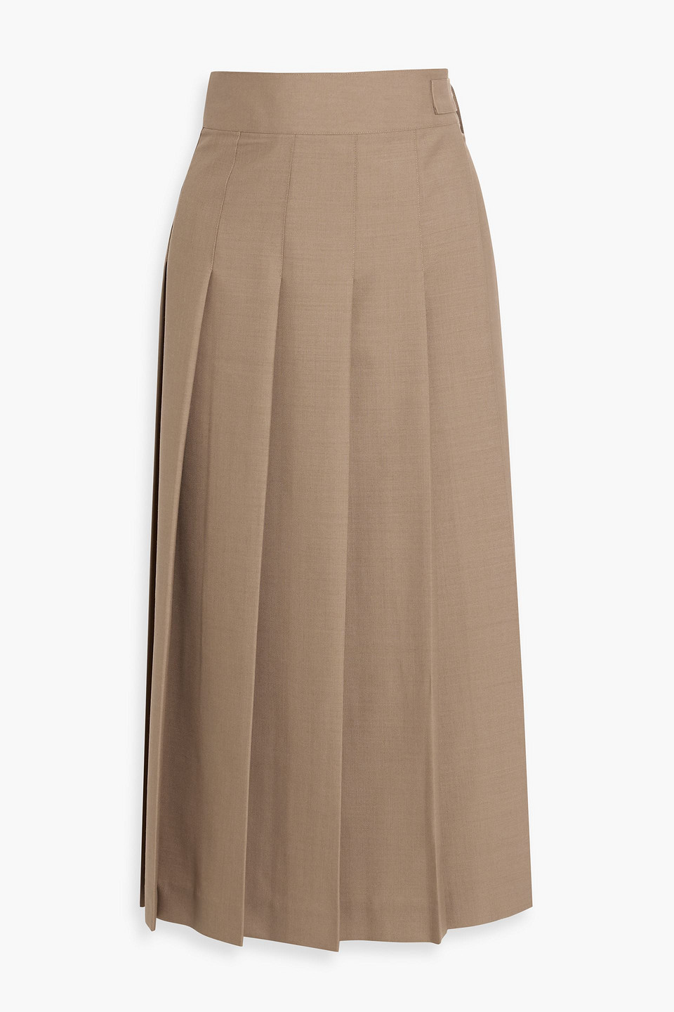 Rohe Pleated Wool-blend Crepe Midi Wrap Skirt In Brown
