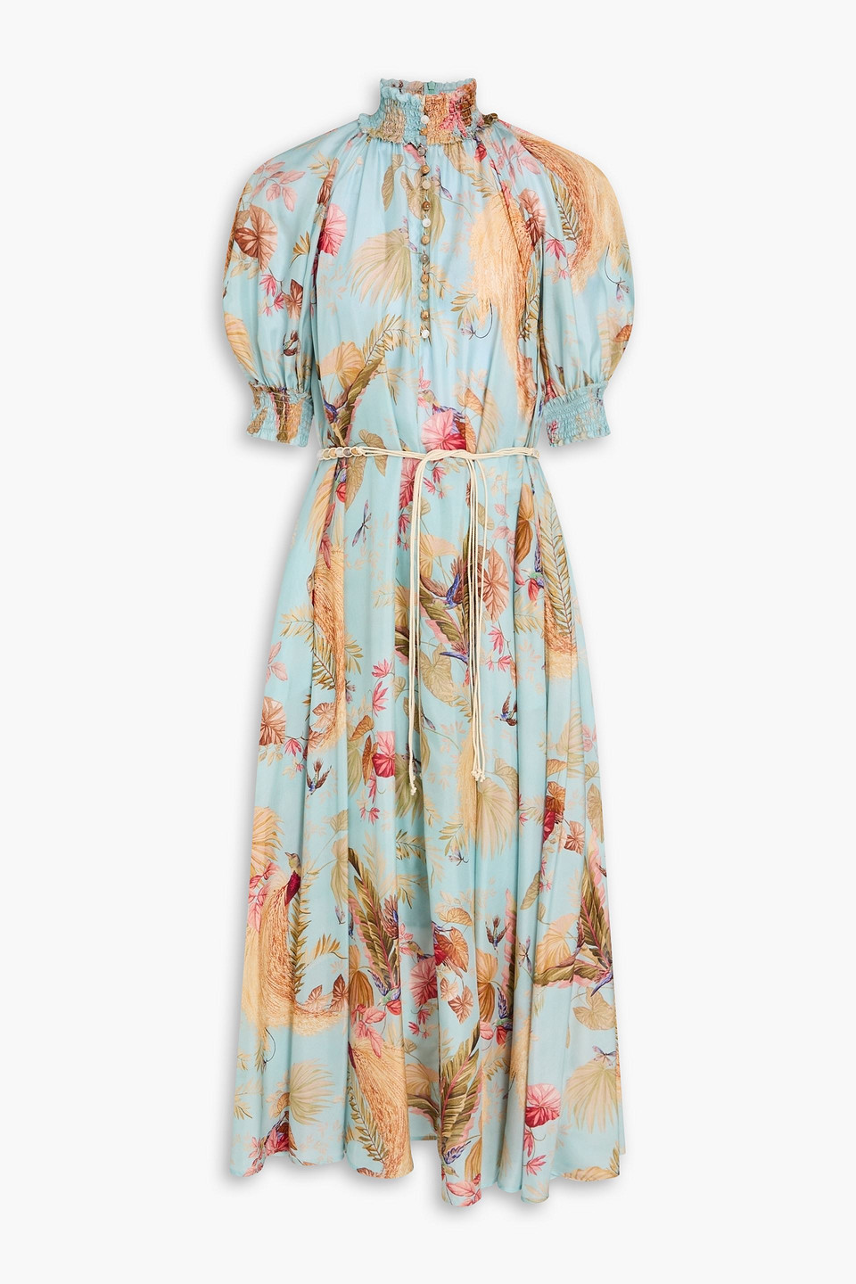Zimmermann Printed Silk-satin Maxi Dress In Blue