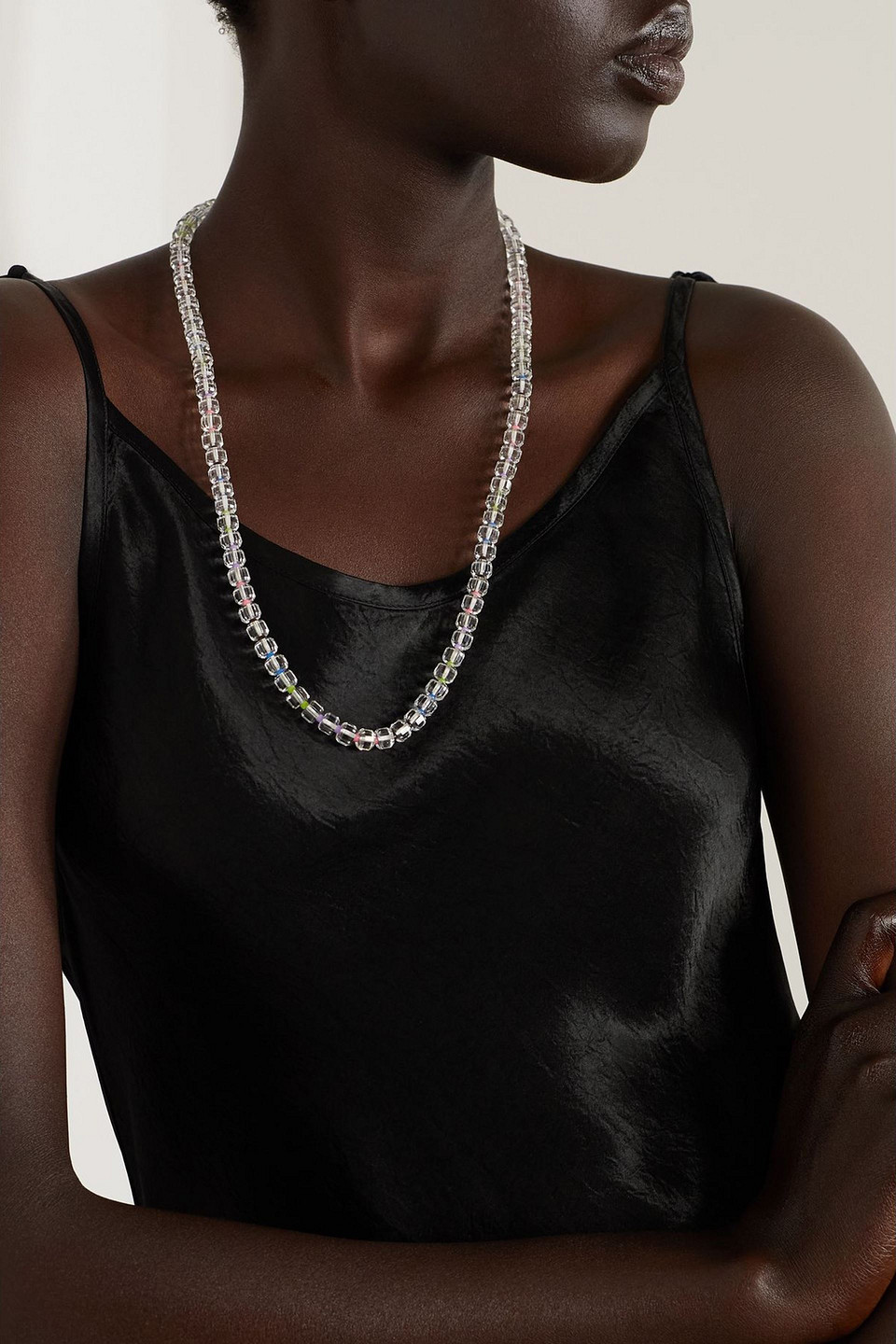  Bea Bongiasca - Kette Mit Bergkristallen, Zierperlen Und Details Aus 9 Karat Gold Und Silber - Weiß - Onesize 