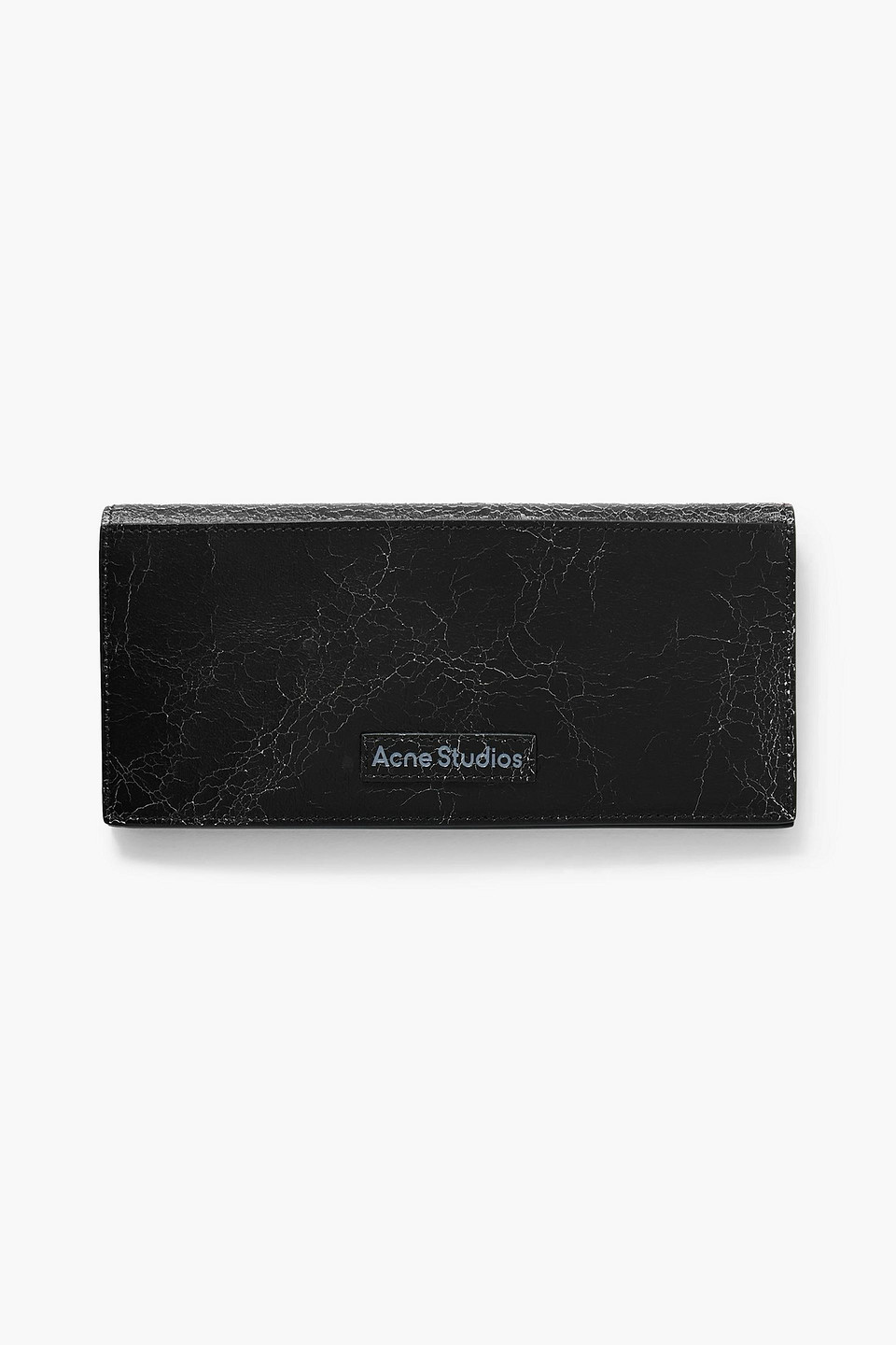 acne studios - logo-print cracked-leather bifold wallet - black - onesize